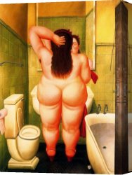 Bano Canvas Paintings - El bano by Fernando Botero