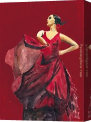 El Bano Del Caballo [the Horse's Bath] Canvas Paintings - Bailarina Orgullosa del Flamenco by Flamenco Dancer