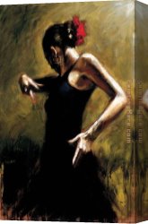 Dancer Canvas Paintings - Dancer In Black by Flamenco Dancer