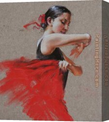 Dancer Canvas Paintings - Flamenco in Red by Flamenco Dancer