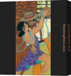The Night Patrol at Smyrna Canvas Paintings - Penny Feder Tango Night I by Flamenco Dancer