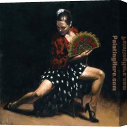 Dancer Canvas Paintings - sevillana by Flamenco Dancer