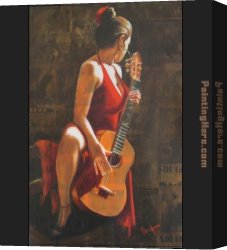 Dancer Canvas Paintings - Sexy Flamenca Guitar Flamenco Dancer David Silvah by Flamenco Dancer