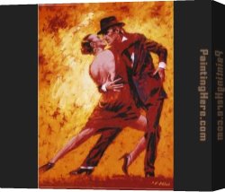 Gilbert Canvas Paintings - Terence Gilbert Golden Tango by Flamenco Dancer