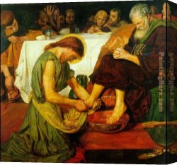 Peter Von Cornelius Canvas Paintings - Jesus washing Peter's feet at the Last Supper by Ford Madox Brown