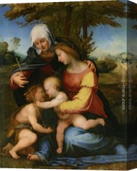 Baptist Canvas Paintings - The Madonna and Child in a Landscape with Saint Elizabeth and the Infant Saint John the Baptist by Fra Bartolommeo