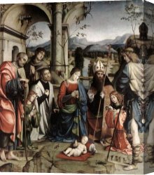 Francia Canvas Paintings - Adoration of the Child by Francesco Francia