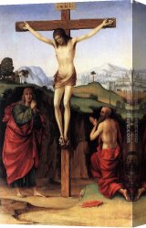 Jerome Canvas Paintings - Crucifixion with Sts John and Jerome by Francesco Francia
