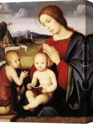 Francia Canvas Paintings - Madonna and Child with the Infant St John the Baptist by Francesco Francia