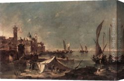 Fisherman's Canvas Paintings - Landscape with a Fisherman's Tent by Francesco Guardi