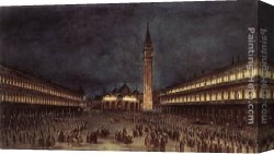 Basilica Di San Marco Canvas Paintings - Nighttime Procession in Piazza San Marco by Francesco Guardi