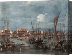 Basilica Di San Marco Canvas Paintings - The Molo and the Riva degli Schiavoni from the Bacino di San Marco by Francesco Guardi