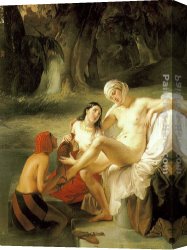 After The Bath 1888 Canvas Paintings - Bathsheba at Her Bath by Francesco Hayez