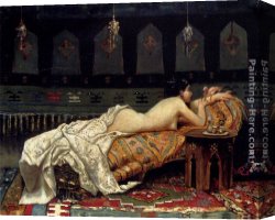 Michetti Canvas Paintings - Odalisque by Francesco Paolo Michetti