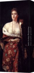 Michetti Canvas Paintings - Portrait Of A Lady by Francesco Paolo Michetti