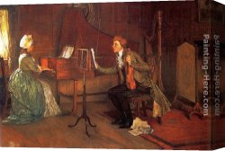Millet Canvas Paintings - A Difficult Duet by Francis Davis Millet