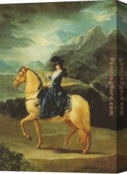 Marshal Ney on Horseback Fighting The Wind Canvas Paintings - Maria Teresa of Vallabriga on Horseback by Francisco de Goya
