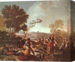 Francisco De Goya Canvas Paintings - Picnic on the Banks of the Manzanares by Francisco de Goya