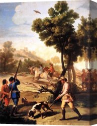 Francisco De Goya Canvas Paintings - The Quail Shoot by Francisco de Goya