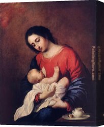 Francisco Miralles Canvas Paintings - Madonna with Child by Francisco de Zurbaran