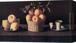 Francisco De Goya Canvas Paintings - Still life with Oranges by Francisco de Zurbaran