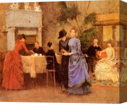 Francisco Miralles Canvas Paintings - Afternoon Tea by Francisco Miralles