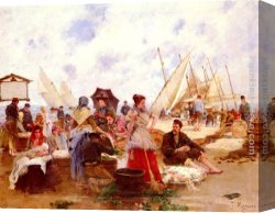 Francisco Miralles Canvas Paintings - Bringing In The Catch by Francisco Miralles