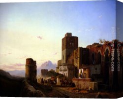 Town Canvas Paintings - Spanish Town by Francois Antoine Bossuet