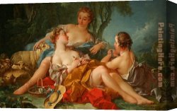 Le Depart En Voyage De Noces Canvas Paintings - les confidences pastorales by Francois Boucher