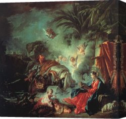 A Hunter at Rest in The Woods Canvas Paintings - The Rest on the Flight into Egypt by Francois Boucher