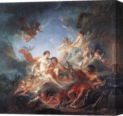 Venus Verticordia Canvas Paintings - Vulcan Presenting Venus with Arms for Aeneas by Francois Boucher