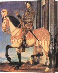Napoleon, King of Italy Canvas Paintings - Portrait of Francis I, King of France by Francois Clouet