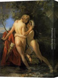 Nymph And Triton Canvas Paintings - The Nymph Salmacis and Hermaphroditus by Francois Joseph Navez