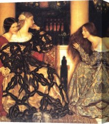 Venetian Canvas Paintings - Venetian Ladies Listening to a Serenade by Frank Cadogan Cowper