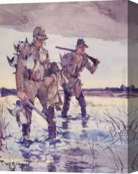 Frank Holl Canvas Paintings - Two Duck Hunters by Frank Weston Benson