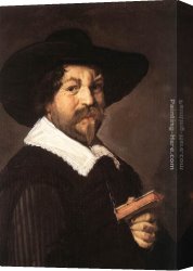 Portrait of a Monk of The Benedictine Order, Holding a Skull Canvas Paintings - Portrait of a Man Holding a Book by Frans Hals