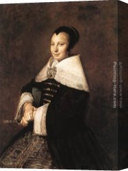 Portrait of a Monk of The Benedictine Order, Holding a Skull Canvas Paintings - Portrait of a Seated Woman Holding a Fan by Frans Hals