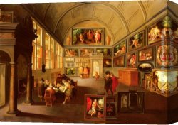 Picture Canvas Paintings - The interior of a picture gallery by Frans the younger Francken