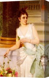 Self Portrait in Green Bugatti Canvas Paintings - Portrait Of A Lady With A Green Satin Sash by Franz Leo Ruben
