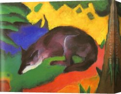 Marc Canvas Paintings - Blue Black Fox by Franz Marc