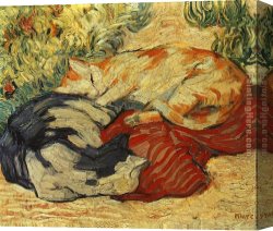 Franz Canvas Paintings - Cats on a Red Cloth by Franz Marc