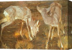 Deer Canvas Paintings - Deer at Dusk by Franz Marc