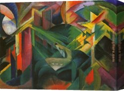 Deer Canvas Paintings - Deer in a Monastery Garden by Franz Marc