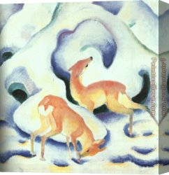 Deer Canvas Paintings - Deer in the Snow by Franz Marc