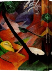 A Hunter at Rest in The Woods Canvas Paintings - Deer in the Woods II by Franz Marc