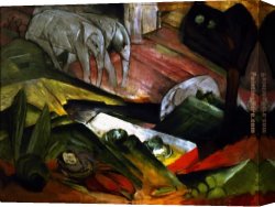 Franz Canvas Paintings - Der Traum by Franz Marc