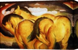 Franz Canvas Paintings - Die kleinen gelben Pferde by Franz Marc