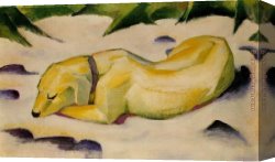 Marc Canvas Paintings - Dog Lying in the Snow by Franz Marc