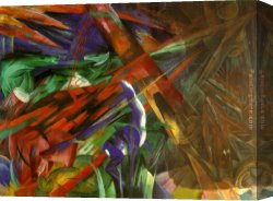 Marc Canvas Paintings - Fate of the Animals by Franz Marc