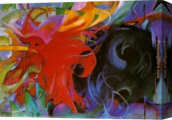 Marshal Ney on Horseback Fighting The Wind Canvas Paintings - fighting forms by Franz Marc
